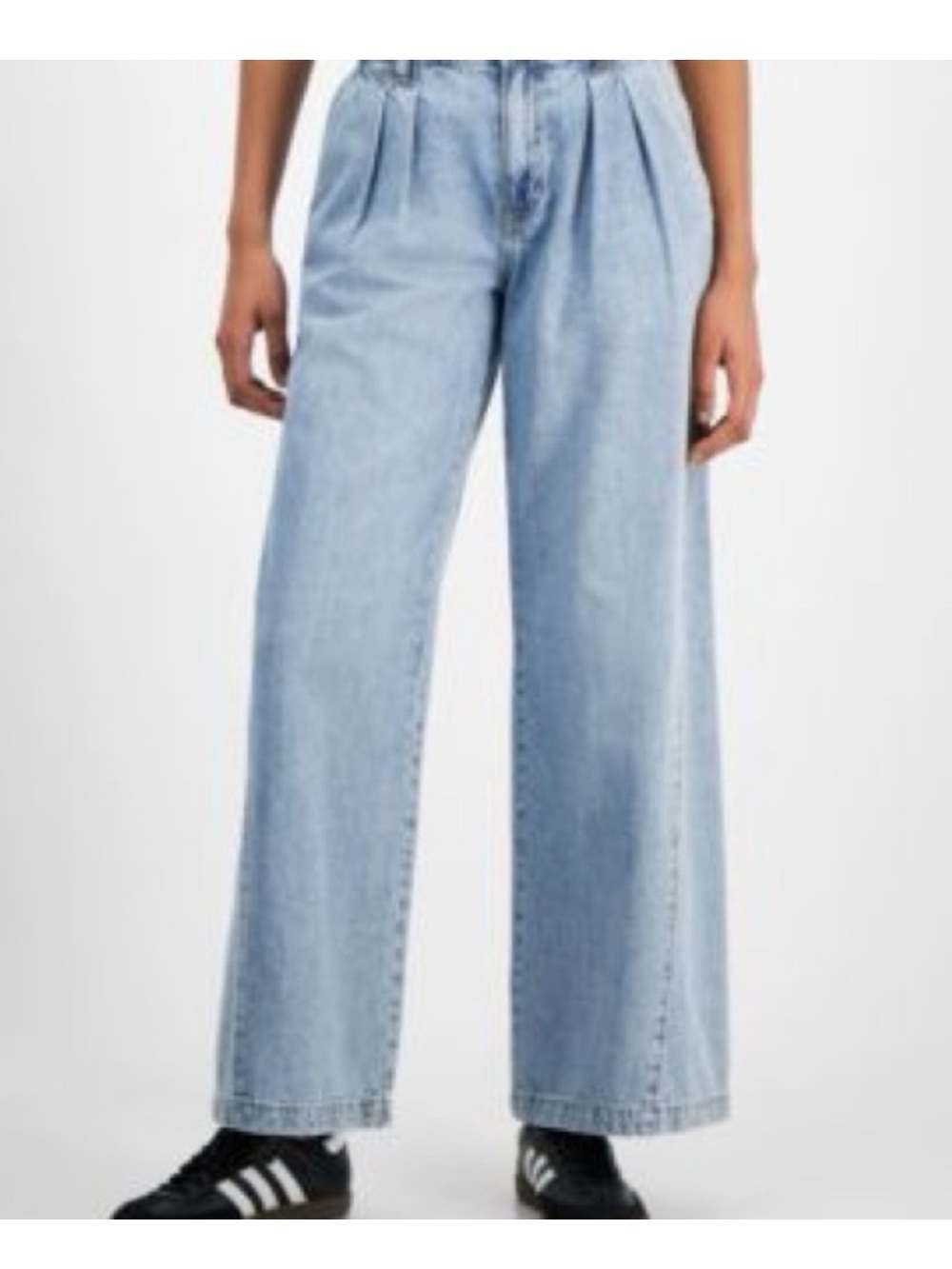 AND NOW THIS Light Wash Baggy High Rise Pleated Wide Leg Denim Jeans 31